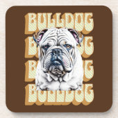 English Bulldog mit Retro-Schriftart Getränkeuntersetzer (Vorderseite)
