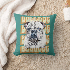 English Bulldog mit Retro-Schriftart Kissen