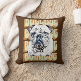 English Bulldog mit Retro-Schriftart Kissen