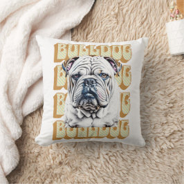 English Bulldog mit Retro-Schriftart Kissen