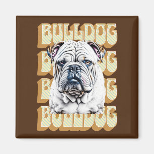 English Bulldog mit Retro-Schriftart Magnet