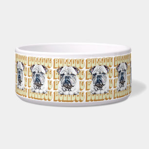 English Bulldog mit Retro-Schriftart Napf