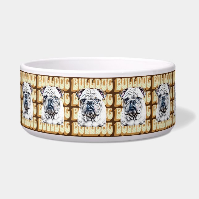 English Bulldog mit Retro-Schriftart Napf (Vorderseite)