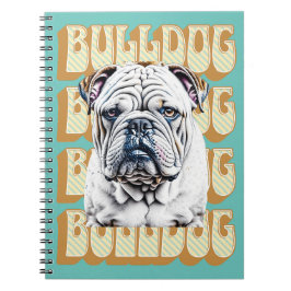 English Bulldog mit Retro-Schriftart Notizblock
