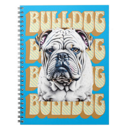 English Bulldog mit Retro-Schriftart Notizblock