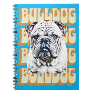 English Bulldog mit Retro-Schriftart Notizblock