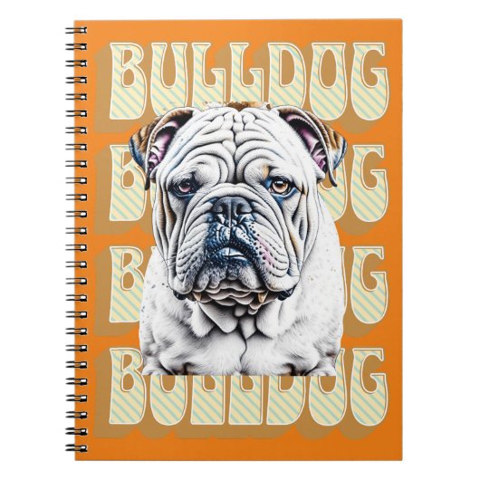 English Bulldog mit Retro-Schriftart Notizblock (Vorderseite)