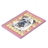 English Bulldog mit Retro-Schriftart Notizblock (Linke Seite)