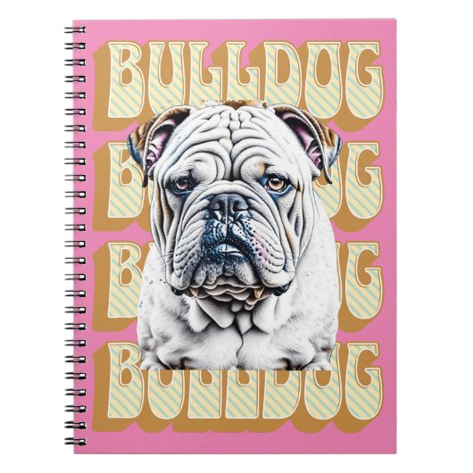 English Bulldog mit Retro-Schriftart Notizblock (Vorderseite)
