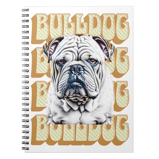 English Bulldog mit Retro-Schriftart Notizblock (Vorderseite)