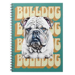 English Bulldog mit Retro-Schriftart Notizblock