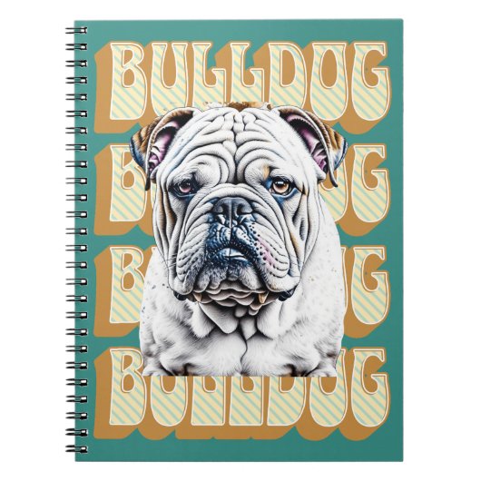 English Bulldog mit Retro-Schriftart Notizblock (Vorderseite)
