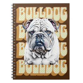 English Bulldog mit Retro-Schriftart Notizblock