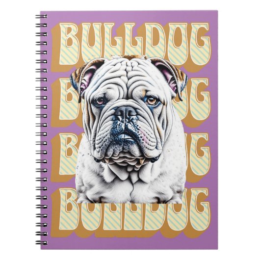 English Bulldog mit Retro-Schriftart Notizblock (Vorderseite)