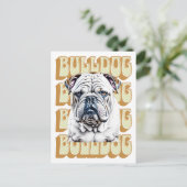 English Bulldog mit Retro-Schriftart Postkarte (Stehend Vorderseite)