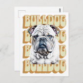 English Bulldog mit Retro-Schriftart Postkarte (Vorne/Hinten)