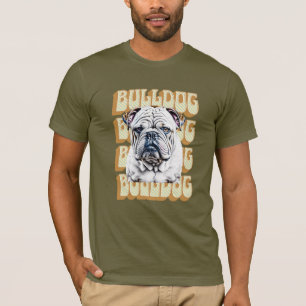 English Bulldog mit Retro-Schriftart T-Shirt