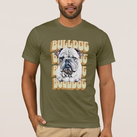 English Bulldog mit Retro-Schriftart T-Shirt (Vorderseite)