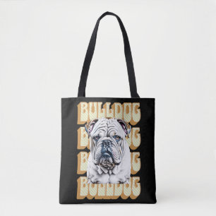 English Bulldog mit Retro-Schriftart Tasche
