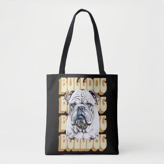 English Bulldog mit Retro-Schriftart Tasche (Vorderseite)