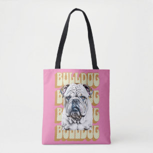 English Bulldog mit Retro-Schriftart Tasche
