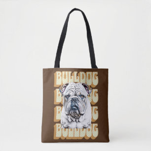 English Bulldog mit Retro-Schriftart Tasche