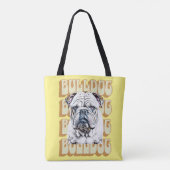 English Bulldog mit Retro-Schriftart Tasche (Rückseite)