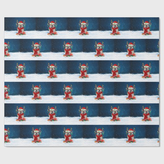 English Bulldog mit Weihnachtsgeschenken Geschenkpapier (Flach)