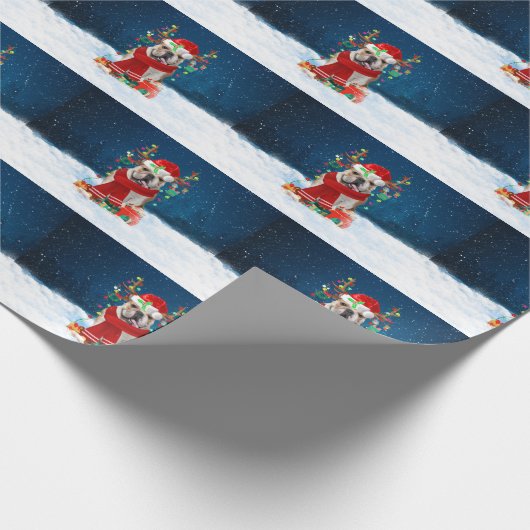 English Bulldog mit Weihnachtsgeschenken Geschenkpapier (Ecke)