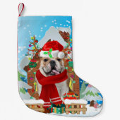 English Bulldog mit Weihnachtsgeschenken Kleiner Weihnachtsstrumpf (Vorderseite)