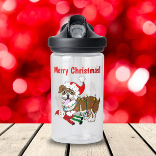 English Bulldog mit WeihnachtsLICHTEN Frohe Weihna Trinkflasche