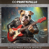 English Bulldog musician play Gitarre - Seidenpapier