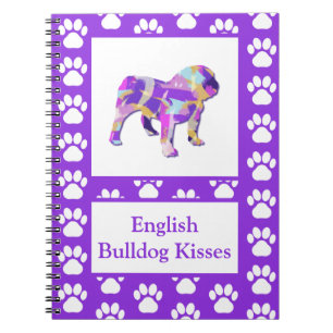 English Bulldog Niedlich Pet Silhouette Lila PY&B Notizblock