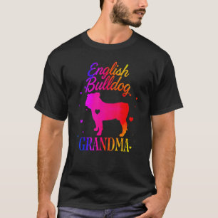 English Bulldog Oma Vintag farbenfroher Niedlicher T-Shirt