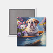 English Bulldog on a Paddle: A Scenic Adventure Magnet (Vorderseite/Rückseite)