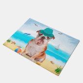 English Bulldog on Beach Fußmatte (Schrägansicht)