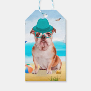 English Bulldog on Beach Geschenkanhänger