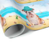 English Bulldog on Beach Geschenkpapier (Rolleneckpunkt)