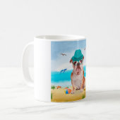 English Bulldog on Beach Kaffeetasse (Vorderseite Links)