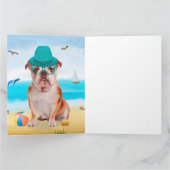 English Bulldog on Beach Karte (Innenseite)