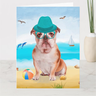 English Bulldog on Beach Karte