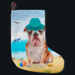 English Bulldog on Beach Kleiner Weihnachtsstrumpf<br><div class="desc">Ein niedlicher Hund am Strand ist eine Geschenkidee für jemanden,  der diese Hundezucht Liebe.</div>