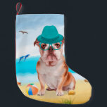 English Bulldog on Beach Kleiner Weihnachtsstrumpf<br><div class="desc">Ein niedlicher Hund am Strand ist eine Geschenkidee für jemanden,  der diese Hundezucht Liebe.</div>