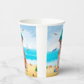 English Bulldog on Beach Pappbecher (Links)