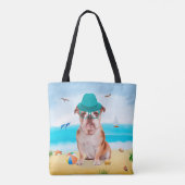 English Bulldog on Beach Tasche (Rückseite)