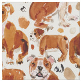 ENGLISH BULLDOG Painterly Watercolor Hundemuster Stoff (Nahaufnahme)