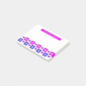 English Bulldog & Paw Hot Pink & Blue Silhouette Post-it Klebezettel (angewinkelt)