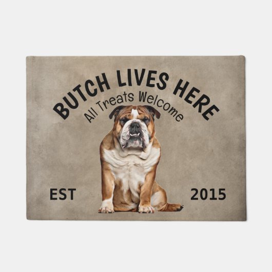 English Bulldog Personalisiert Dog Lover Doormat Fußmatte (Vorderseite)