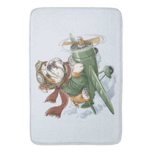 English Bulldog Pilot Airplane Badematte (Vorderseite Vertikal)