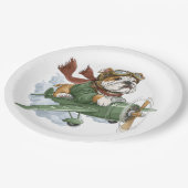 English Bulldog Pilot Airplane Pappteller (Schrägansicht)